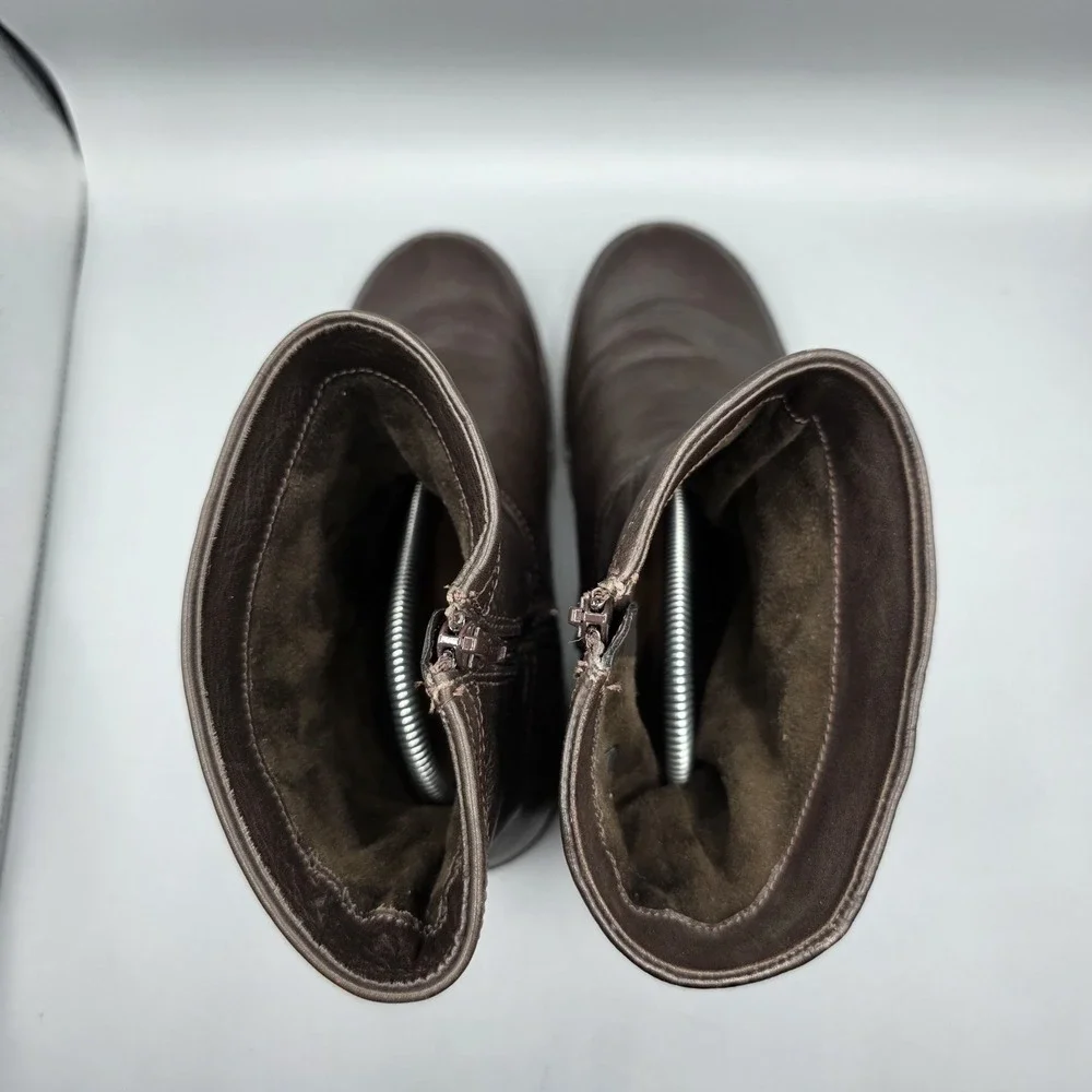 Fitflop Crush‎ Boots Womens 8 Brown Leather  Platform Comfort Shoes Slouchy Zip